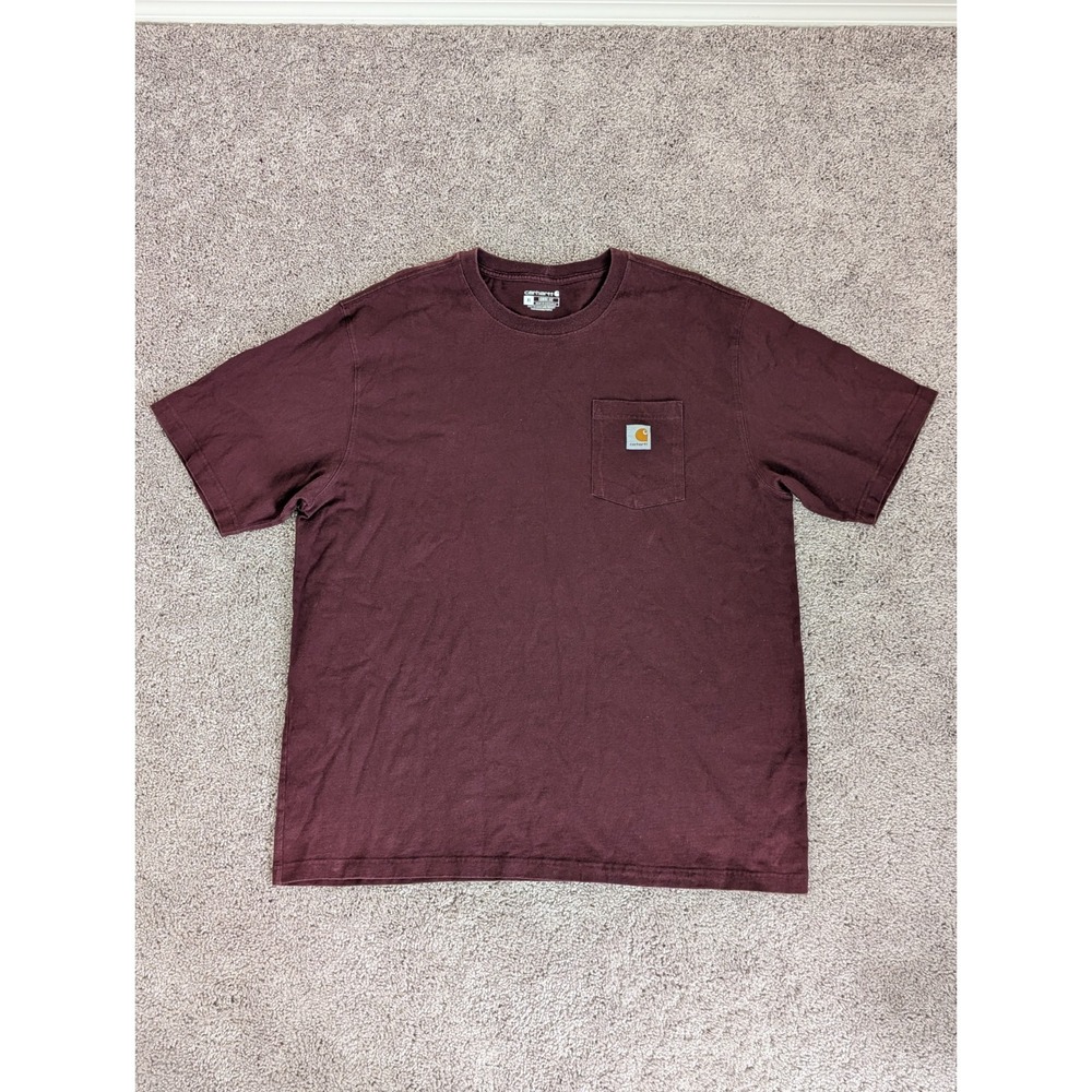 Carhartt Shirt Loose Fit Maroon Pocket Tee Mens XL Extra Large